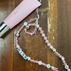 Dior Pink Beaded Phone Strap